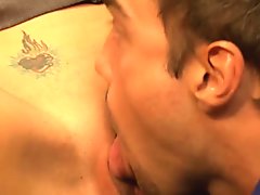 Male plays with pussy by tongue before stuffing it by dong